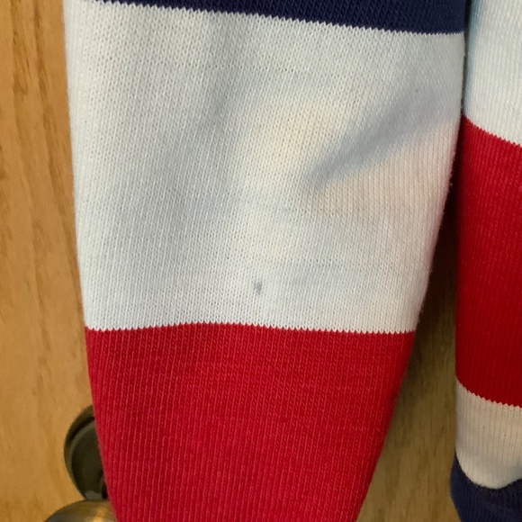 Oxford Sportswear - Classic Striped Polo Shirt Blue Cream Red - Picture 6 of 9